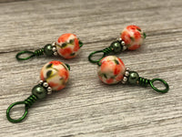 Peach Roses Snag Free Stitch Markers, Made in Sizes from US3 to US17