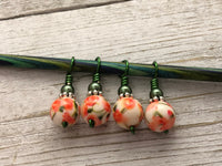 Peach Roses Snag Free Stitch Markers, Made in Sizes from US3 to US17