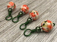 Peach Roses Snag Free Stitch Markers, Made in Sizes from US3 to US17