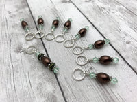 Knitting Stitch Marker Set, Chocolate Pearl