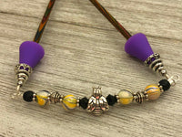 Honey Bee Knitting Needle Point Protector Jewelry | Beaded Stitch Holder | Gift for Knitters