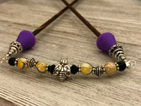 Honey Bee Knitting Needle Point Protector Jewelry | Beaded Stitch Holder | Gift for Knitters