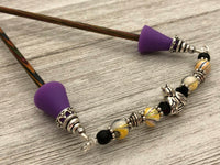 Honey Bee Knitting Needle Point Protector Jewelry | Beaded Stitch Holder | Gift for Knitters