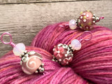 Pink Floral Snag Free Stitch Markers for Knitting | Gifts for Knitters | US1-US17 |