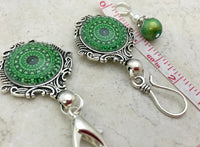 Green Mandala Magnetic Portuguese Knitting Pin & Stitch Marker Set | Gift for Knitters |