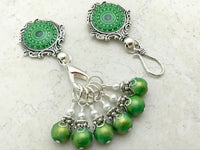 Green Mandala Magnetic Portuguese Knitting Pin & Stitch Marker Set | Gift for Knitters |