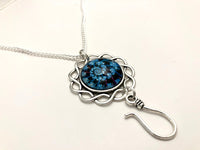 Blue Fractal Portuguese Knitting Necklace, Adjustable