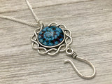 Blue Fractal Portuguese Knitting Necklace, Adjustable