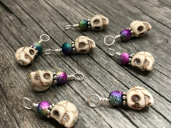 Skull Stitch Markers for Sock Knitters | Snag Free | Knitting Gift | US2-US7 |
