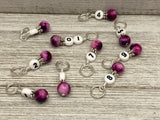 Magenta Jade Number Stitch Markers, Optional Holder Available