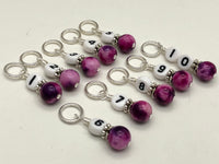 Magenta Jade Number Stitch Markers, Optional Holder Available