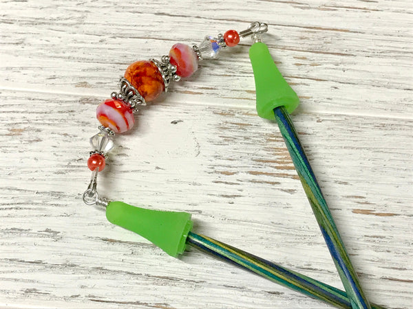 Orange Point Protector Jewelry for Knitting Needles, Stitch Holder