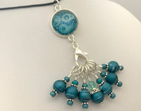 Teal Paisley Stitch Marker Necklace & Snag Free Knitting Markers, Adjustable