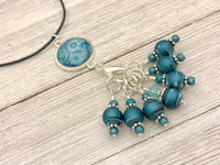 Teal Paisley Stitch Marker Necklace & Snag Free Knitting Markers, Adjustable