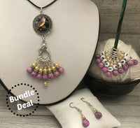 Orchid Finch Knitting Bundle | Adjustable Stitch Marker Necklace