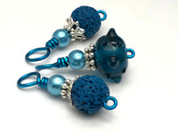 Aqua Blue Wire Snag Free Stitch Markers | Gifts for Knitters | US3-US15