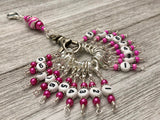 Pink Numbered Stitch Marker Set | Knitters Gift | Removable Progress Keepers | Counts 0-99