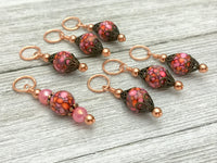 Rose Copper Stitch Marker Set, Gifts for Knitters