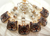 Cat Faces Stitch Marker Set | Knitting Gift | Snag Free | Sizes US3 to US17 | Add a Holder |