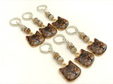 Cat Faces Stitch Marker Set | Knitting Gift | Snag Free | Sizes US3 to US17 | Add a Holder |