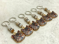 Cat Faces Stitch Marker Set | Knitting Gift | Snag Free | Sizes US3 to US17 | Add a Holder |