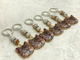 Cat Faces Stitch Marker Set | Knitting Gift | Snag Free | Sizes US3 to US17 | Add a Holder |