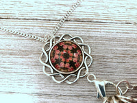 Floral Medallion Stitch Marker Necklace | Gifts for Knitters | 7 Snag Free Markers | Choose Leather Cord or Silver Chain