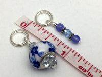 Blue Floral Stitch Marker Set, Gifts for Knitters