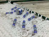 Blue Floral Stitch Marker Set, Gifts for Knitters