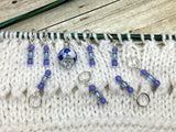 Blue Floral Stitch Marker Set, Gifts for Knitters