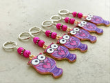 Purple Owl Stitch Marker Charms | SNAG FREE | Gifts for Knitters