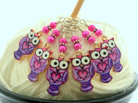 Purple Owl Stitch Marker Charms | SNAG FREE | Gifts for Knitters