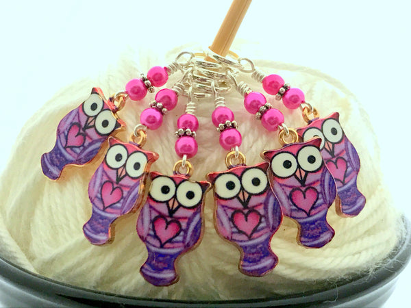 Purple Owl Stitch Marker Charms | SNAG FREE | Gifts for Knitters