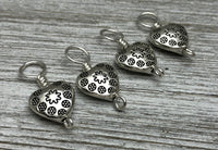 Tiny Hearts Stitch Markers on Snag Free Sterling Silver Filled Wire for Knitting | Gifts for Knitters | US3-US11 | Optional Holder Available
