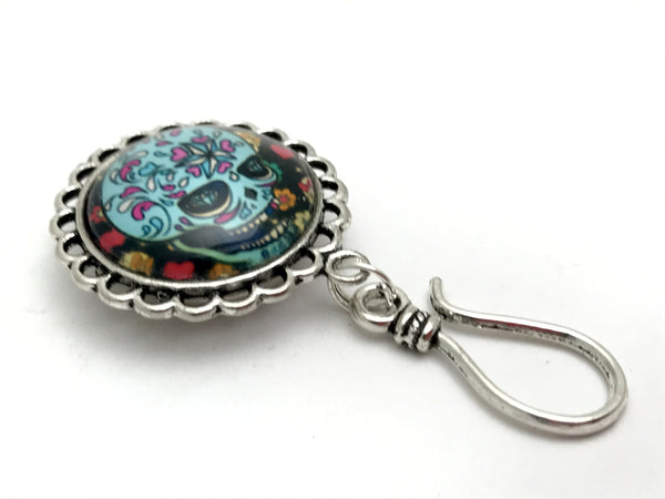 Magnetic Sugar Skull Portuguese Knitting Pin | Name Tag Holder | Gift for Knitters