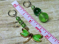 Green Dragonfly Stitch Marker Set, Gifts for Knitters