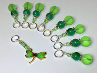 Green Dragonfly Stitch Marker Set, Gifts for Knitters