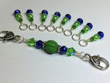 Navy & Green Stitch Marker Set with Holder  | Snag Free | Gift for Knitters | Sizes US3-US15 | FREE US SHIPPING