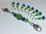 Navy & Green Stitch Marker Set with Holder  | Snag Free | Gift for Knitters | Sizes US3-US15 | FREE US SHIPPING