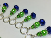 Navy & Green Stitch Marker Set with Holder  | Snag Free | Gift for Knitters | Sizes US3-US15 | FREE US SHIPPING
