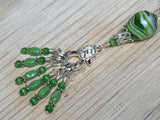 Green Swirl Stitch Marker Holder & Snag Free Knitting Charms | Gift for Knitters | Knitting Notions