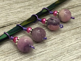 Purple Jade Stitch Markers for Knitting, Gifts for Knitters, Snag Free Rings Fit US3-US17