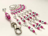 Pink Numbered Stitch Marker Set | Knitters Gift | Removable Progress Keepers | Counts 0-99