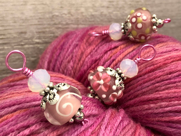 Pink Floral Snag Free Stitch Markers for Knitting | Gifts for Knitters | US1-US17 |
