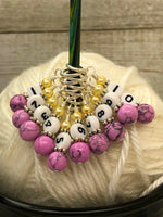 Yellow Orchid Number Stitch Marker Set | Knitters Gift | Progress Keeper