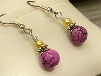 Orchid Magnesite French Hook Wire Earrings | Beaded Earring Jewelry | Gift for Her