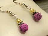 Orchid Magnesite French Hook Wire Earrings | Beaded Earring Jewelry | Gift for Her