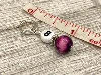 Magenta Jade Number Stitch Markers, Optional Holder Available