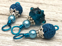 Aqua Blue Wire Snag Free Stitch Markers | Gifts for Knitters | US3-US15