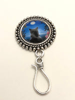 Black Cat Magnetic Portuguese Knitting Pin, Yarn Holder Brooch